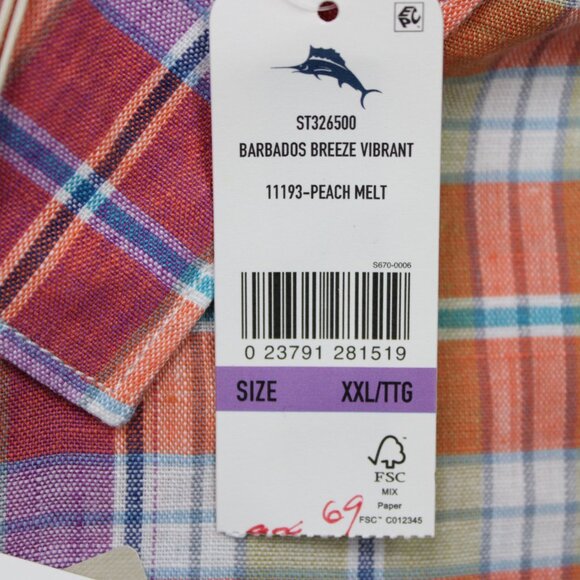 Tommy Bahama Shirt NWT Mens 2XL XXL Barbados Breeze Stretch L/S Linen Peach Melt - Picture 7 of 16